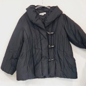 Larry Levine Flap Puffer Quilted Black Down Waterfowl Feather Jacket XL